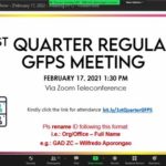 1st Quarter GFPS Meeting